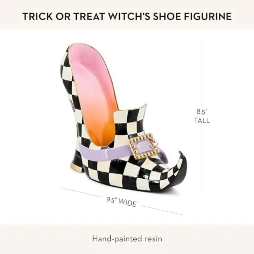 Mackenzie-Childs TRICK OR TREAT WITCH'S SHOE Courtly Check. New in Box! - Picture 2 of 3